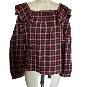 Indigo Poppy plaid shirt. Brand new with tags. Size small